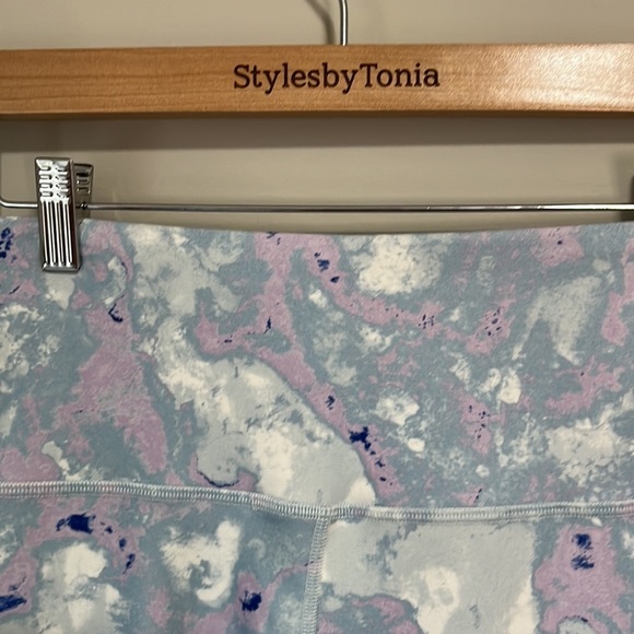 Wildfox Legging Sweat Watercolor Spill Tie Dye Blue Pant High Waist Sz Large - Picture 4 of 9